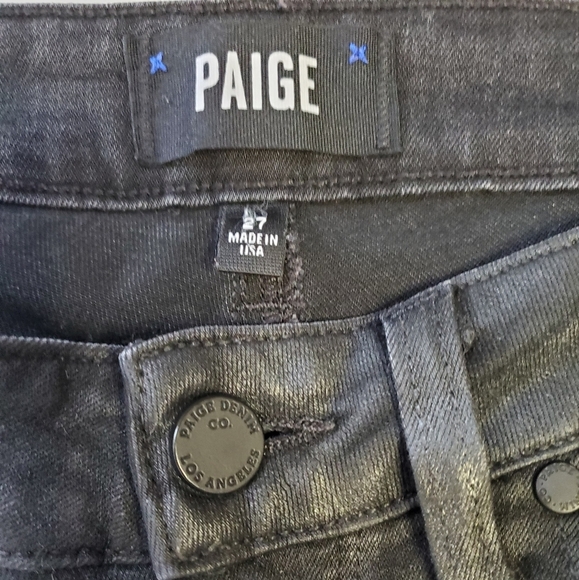Paige Hoxton Ankle Black Wax Jeans Womens size 27 - Picture 3 of 4
